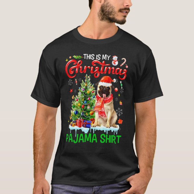 Camiseta This My Christmas Pajama  Pug Scarf Santa Xmas (Frente)