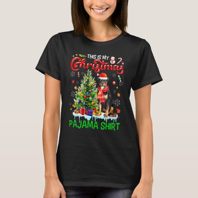 Camiseta This My Christmas Pajama  Rottweiler Scarf Santa X (Frente)
