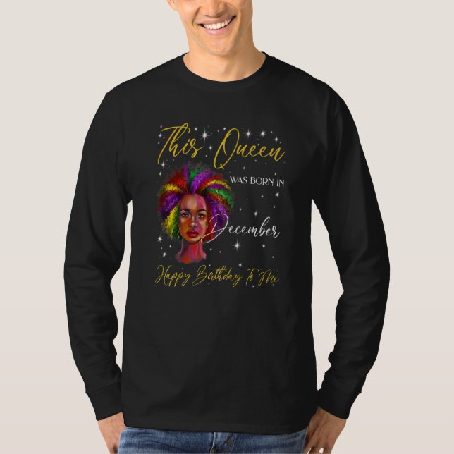 Camiseta This Queen Was Born in December Black Woman Girl B (Frente)