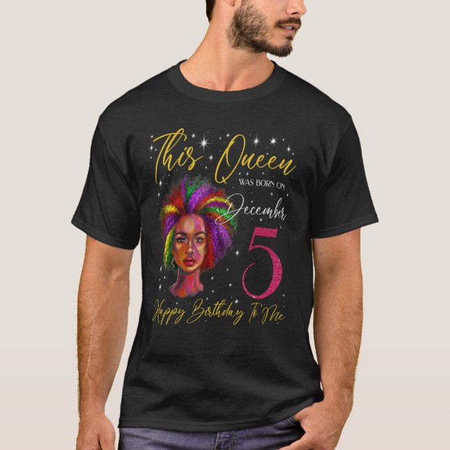 Camiseta This Queen Was Born On December 5 Black Woman Girl (Frente)