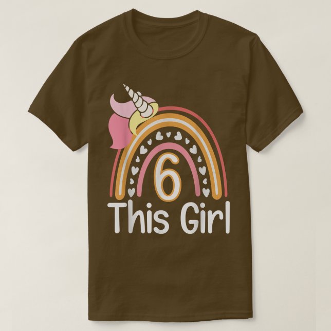 Camiseta thisgirl 6th birthday unicornrainbow 6 years old f (Frente do Design)