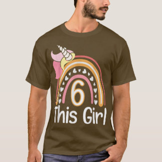 Camiseta thisgirl 6th birthday unicornrainbow 6 years old f