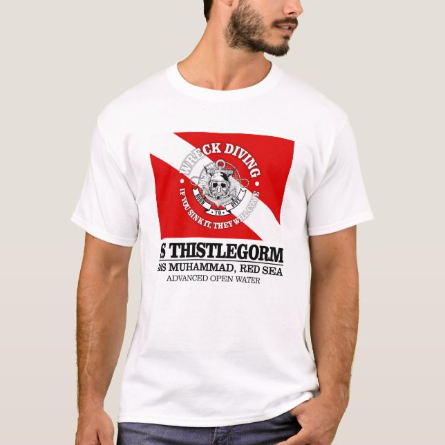 Camiseta Thistlegorm (melhores destroços) (Frente)