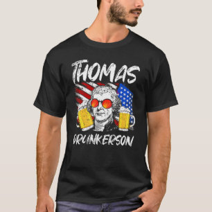 Camiseta Thomas Drunkerson Thomas Jefferson Usa Flag Beer D