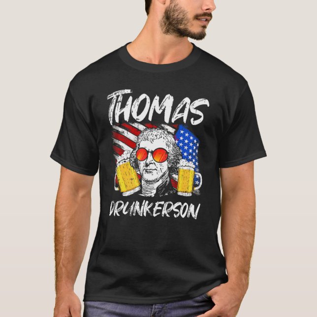 Camiseta Thomas Drunkerson Thomas Jefferson Usa Flag Beer D (Frente)