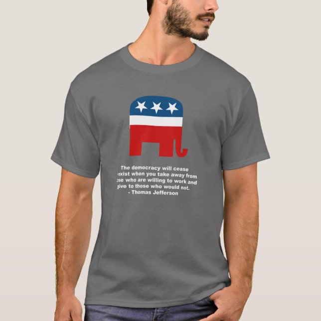 Camiseta Thomas Jefferson - a democracia cessará ao exi (Frente)