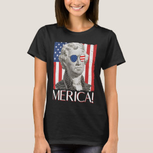 Camiseta Thomas Jefferson 'Merica Bandeira Patriótica Ameri