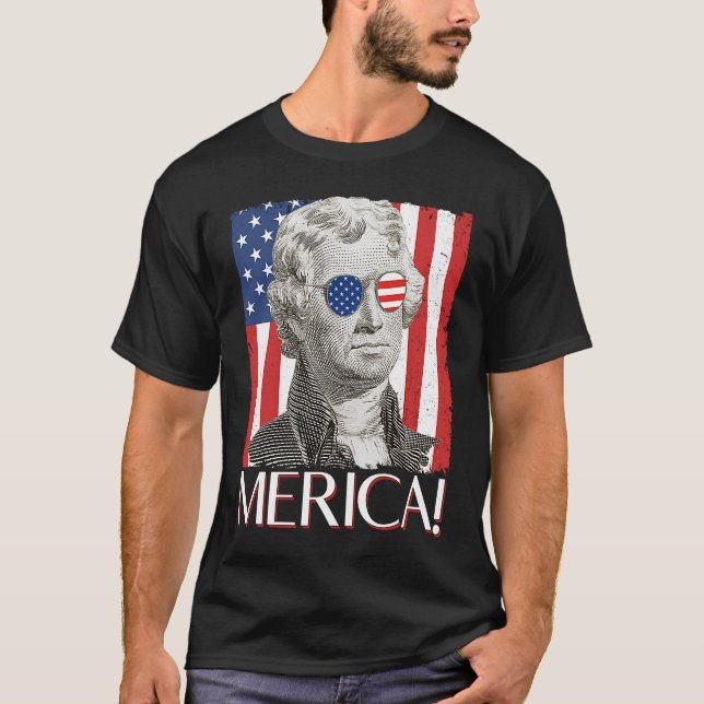 Camiseta Thomas Jefferson 'Merica Patriotic American Flag 4 (Frente)