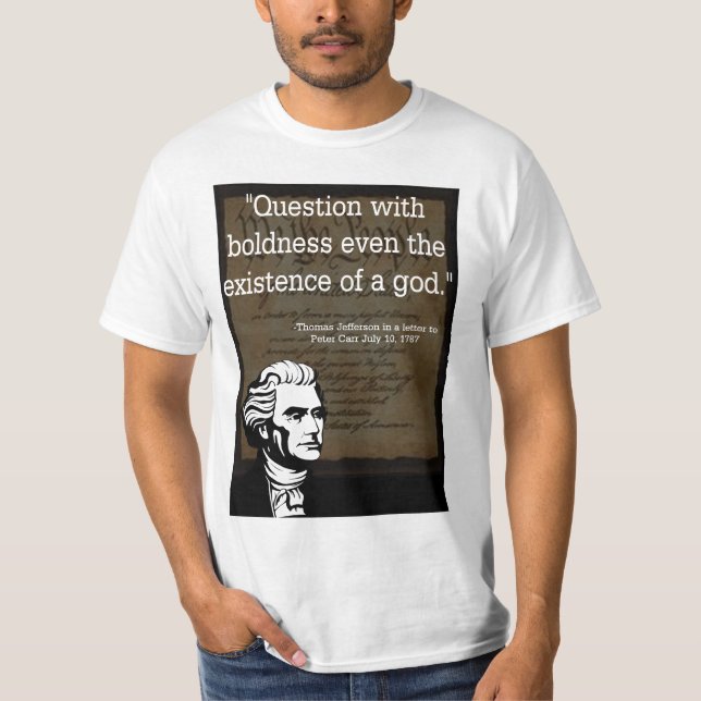 Camiseta Thomas Jefferson na religião no governo (Frente)