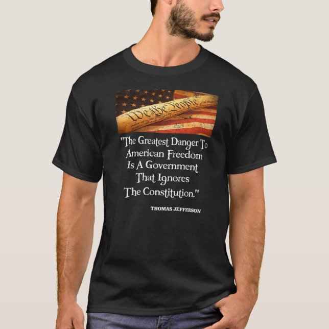 Camiseta Thomas Jefferson O Maior Perigo Para A Liberdade Q (Frente)