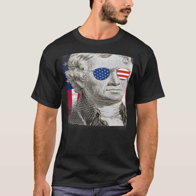 Camiseta Thomas Jefferson Patriotic American Flag 4th of Ju (Frente)