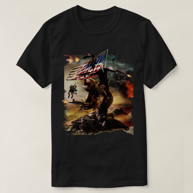 Camiseta Thomas Jefferson Riding Bear (Frente do Design)