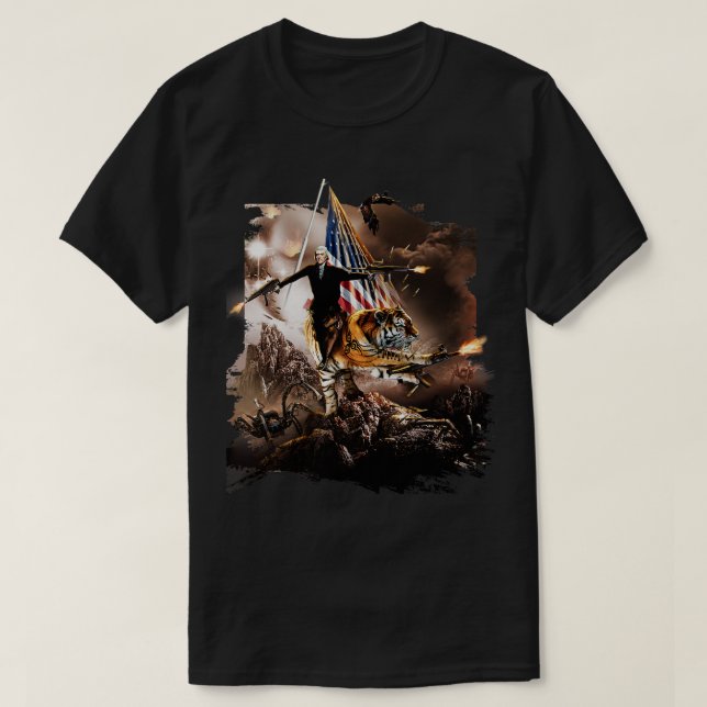 Camiseta Thomas Jefferson Riding Tiger (Frente do Design)