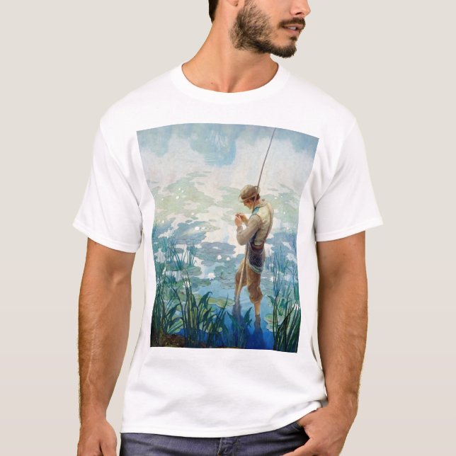 Camiseta Thoreau Fisheries em Walden Pond por N. C. Wyeth (Frente)