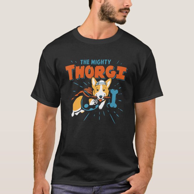 Camiseta Thorgi O Deus Do Corgi Corgi Proprietário (Frente)