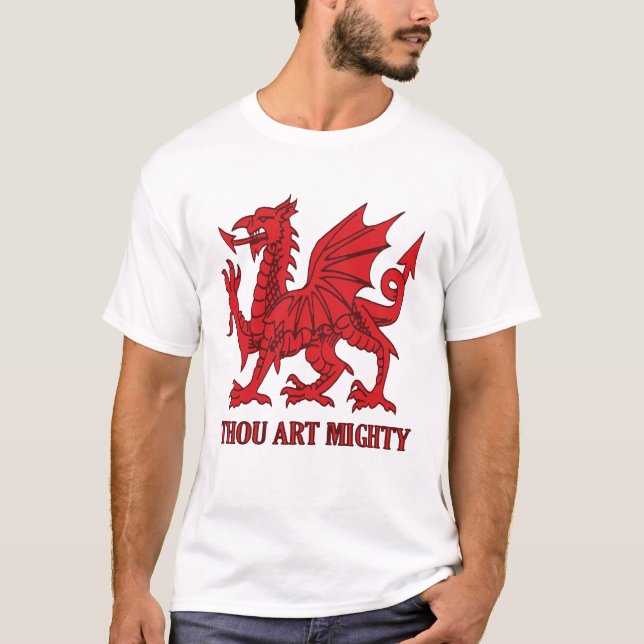 Camiseta Thou Art Mighty Red Dragon Welsh Rugby (Frente)