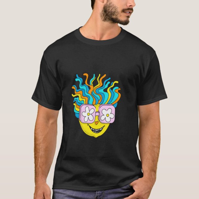 Camiseta Threadless Boriana Feliz Gráfico Hippie (Frente)