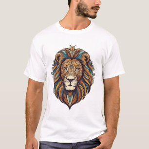 Camiseta Threads Tribais: Roar com Majestade Geométrica
