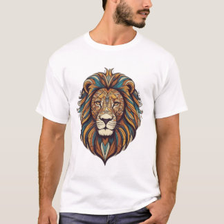 Camiseta Threads Tribais: Roar com Majestade Geométrica