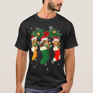 Camiseta Three Abyssinian Cat In Sock Funny Christmas Cat A