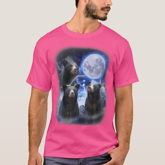Camiseta Three Black Bear Moon 3 Wild Bears Gazing At The M (Frente)