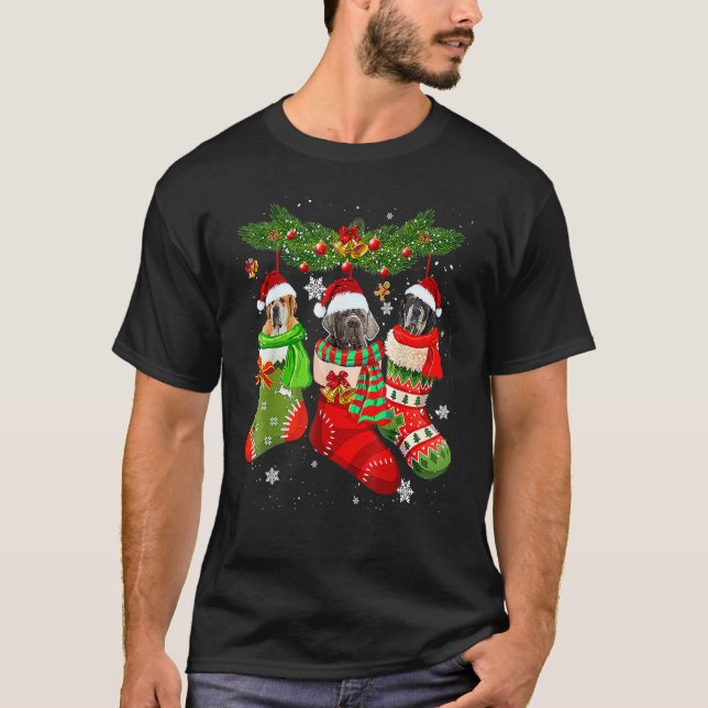 Camiseta Three Dachshund In Sock Christmas Santa X mas Dog  (Frente)