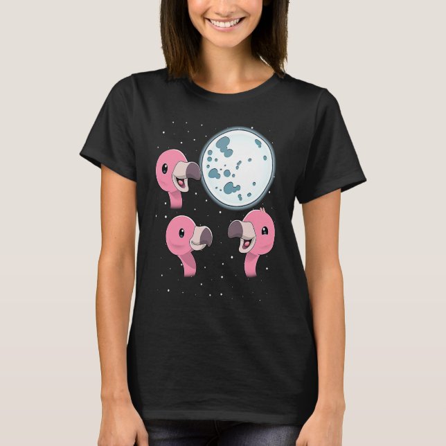Camiseta Three Flamingo Moon 3 Flamingos Howling At The Moo (Frente)