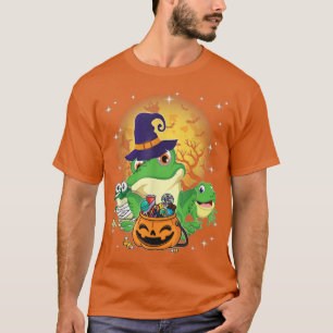 Camiseta Three Frogs Mummy Witch Moon Ghosts Pumpkin Candy