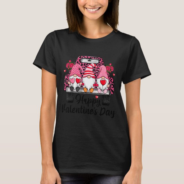 Camiseta Three Gnomes And Leopard Truck Happy Valentine's D (Frente)