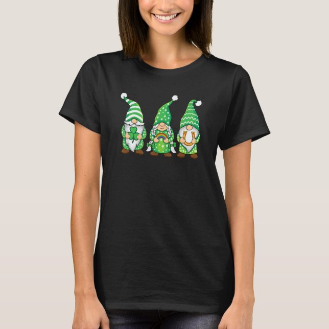Camiseta Three Gnomes Lucky Shamrock St Patrick's Day Gnome (Frente)