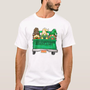 Camiseta Three Gnomes On Truck Shamrock Leopard Plaid St Pa