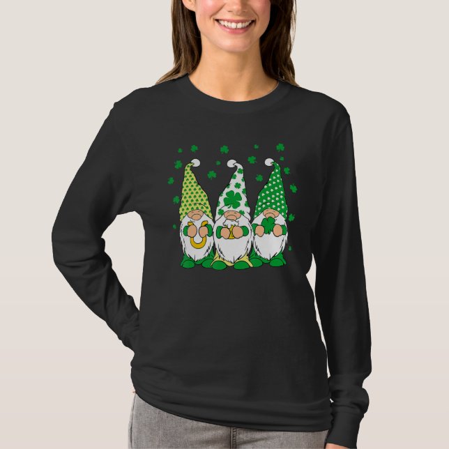 Camiseta Three Green Irish Gnomes Shamrock Clover St Patric (Frente)