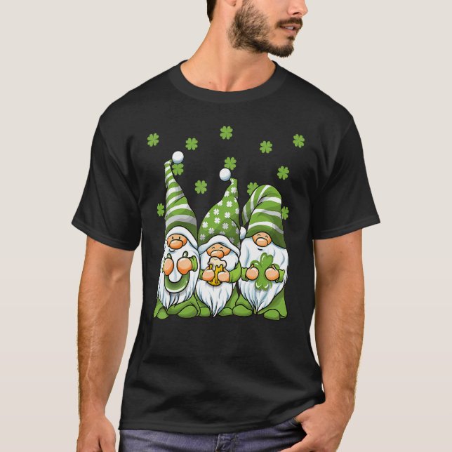 Camiseta Three Green Irish Gnomes Shamrock Clover St Patric (Frente)