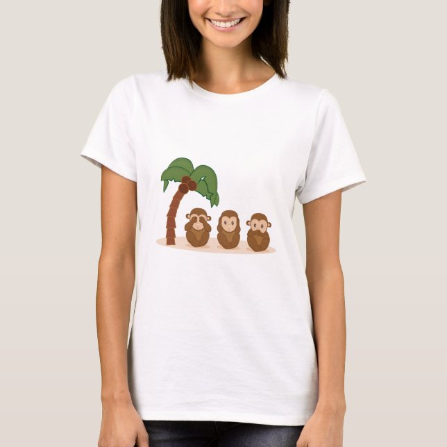 Camiseta Three little monkeys - três macaquinhos (Frente)