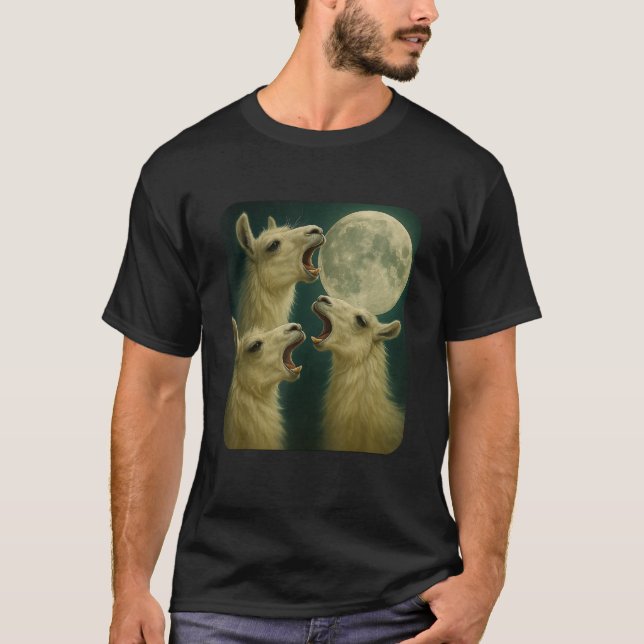 Camiseta Three Llama Moon Funny 3 Wolfs Meme Nerdy (Frente)