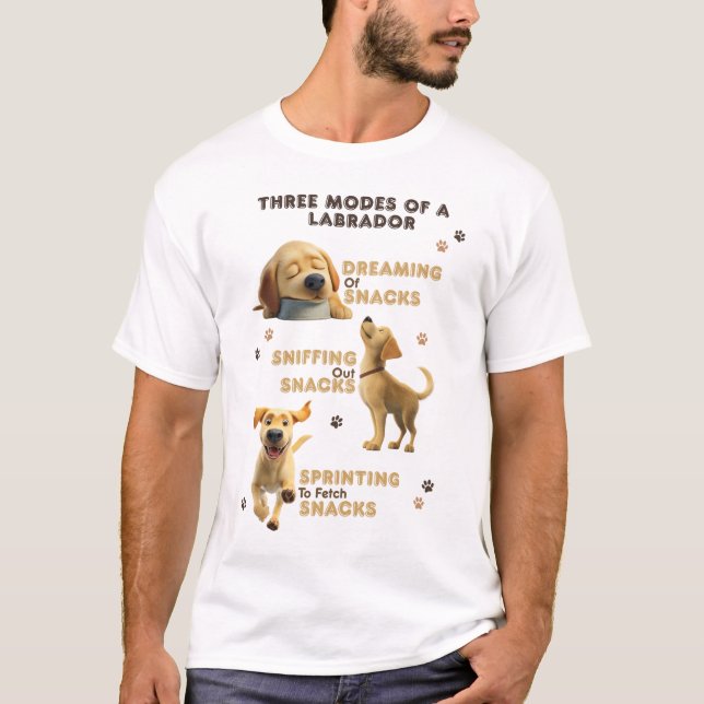 Camiseta Three Modes of a Labrador Funny Dog (Frente)