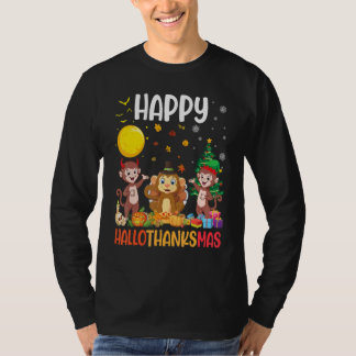 Camiseta Three Monkey Dabbing Dancing Together Happy Hallot