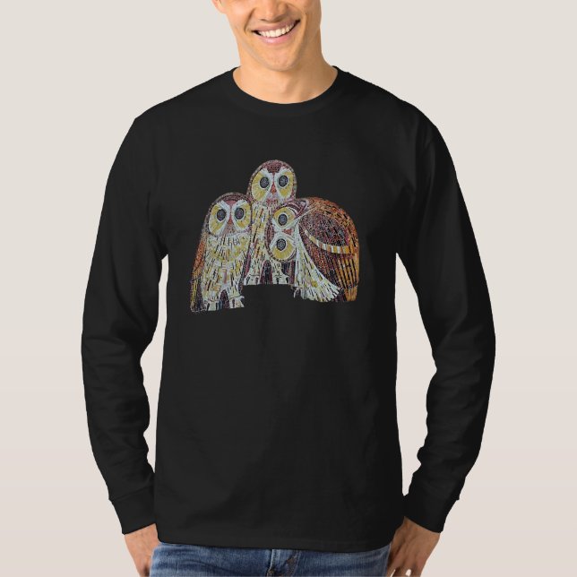 Camiseta Three Owls Detailed Vector In Nouveau Style (Frente)