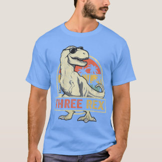 Camiseta Three Re 3rd Birthday hird Dinosaur 3 Year Old ret