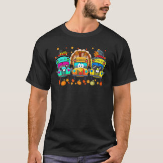 Camiseta Three School Buses Pilgrim Turkey Fall Vibes Thank