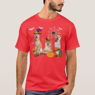 Camiseta Three Shiba Inu Dogs Witch Halloween Mummy Scary P