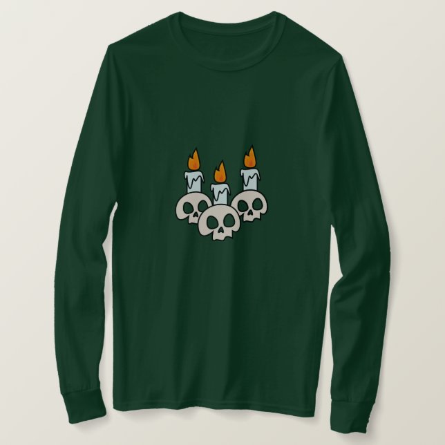 Camiseta Three Skulls with Burning Candles (Frente do Design)