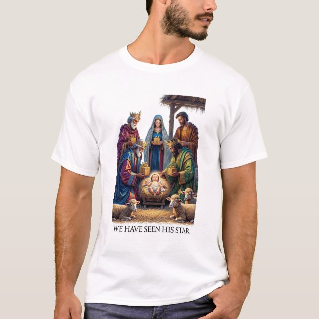 Camiseta Three Wise Men T-Shirt, Adoration Epiphany Art (Frente)