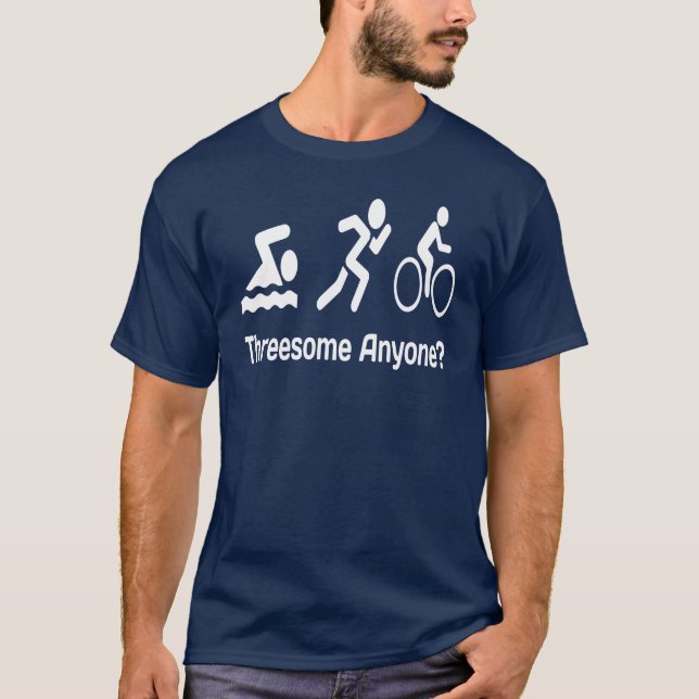Camiseta Threesome qualquer um? T-shirt do Triathlon (Frente)