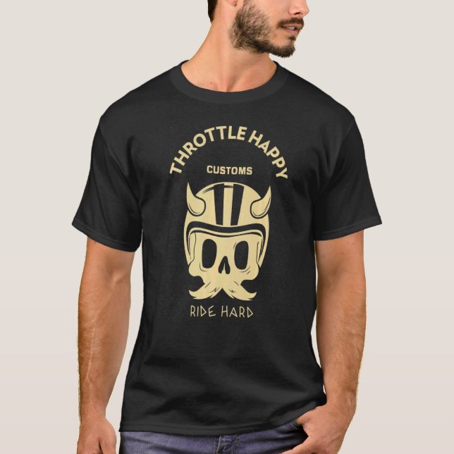 Camiseta Throttle Happy Customs Morto Biker (Frente)