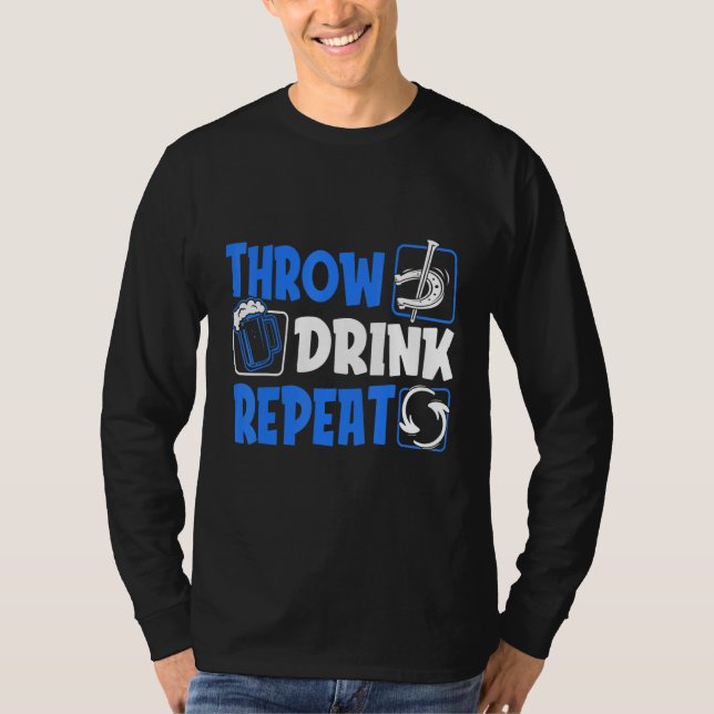 Camiseta Throw Horseshoes Drink Beer Repeat (Frente)