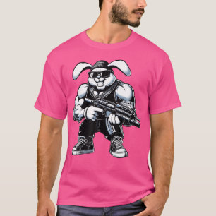 Camiseta Thug Bunny Segurando Músculos De Arma Gangster Rab