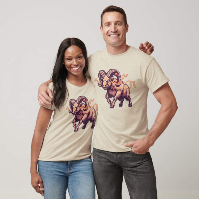 Camiseta Thunder Ram - Arte de pixel eletrificada (Unissex)