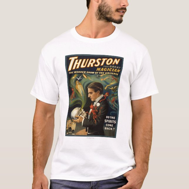 Camiseta Thurston o grande mágico que mantem o crânio (Frente)