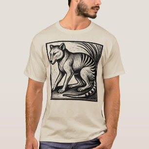 Camiseta Thylacine Woodcut - Espírito da Tasmânia em Vintag